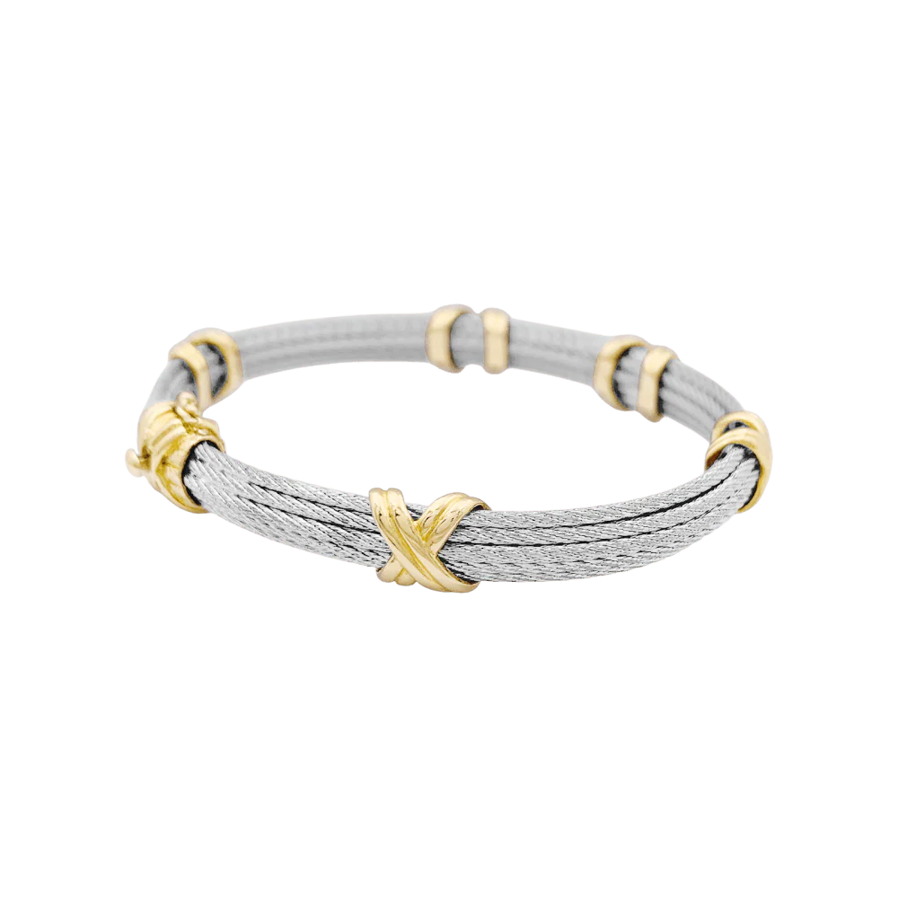 Bracelet Jonc FRED "Force 10" en or jaune et acier - Image 5