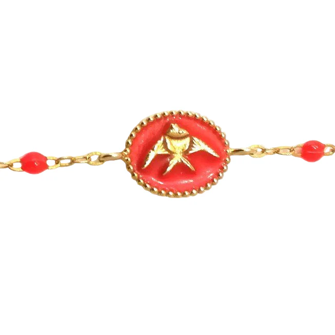 Bracelet Souple en or jaune, perle et résine - Image 2