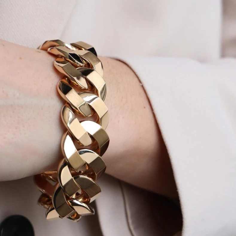 Bracelet Gourmette maille imposante en or jaune - Image 2