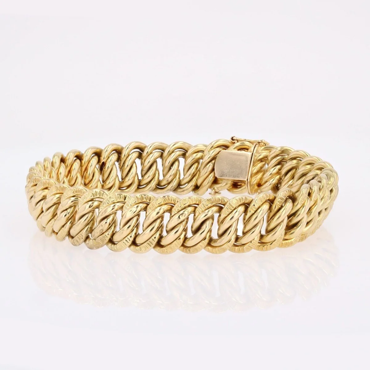 Bracelet gourmette maille ciselée en or jaune - Image 3