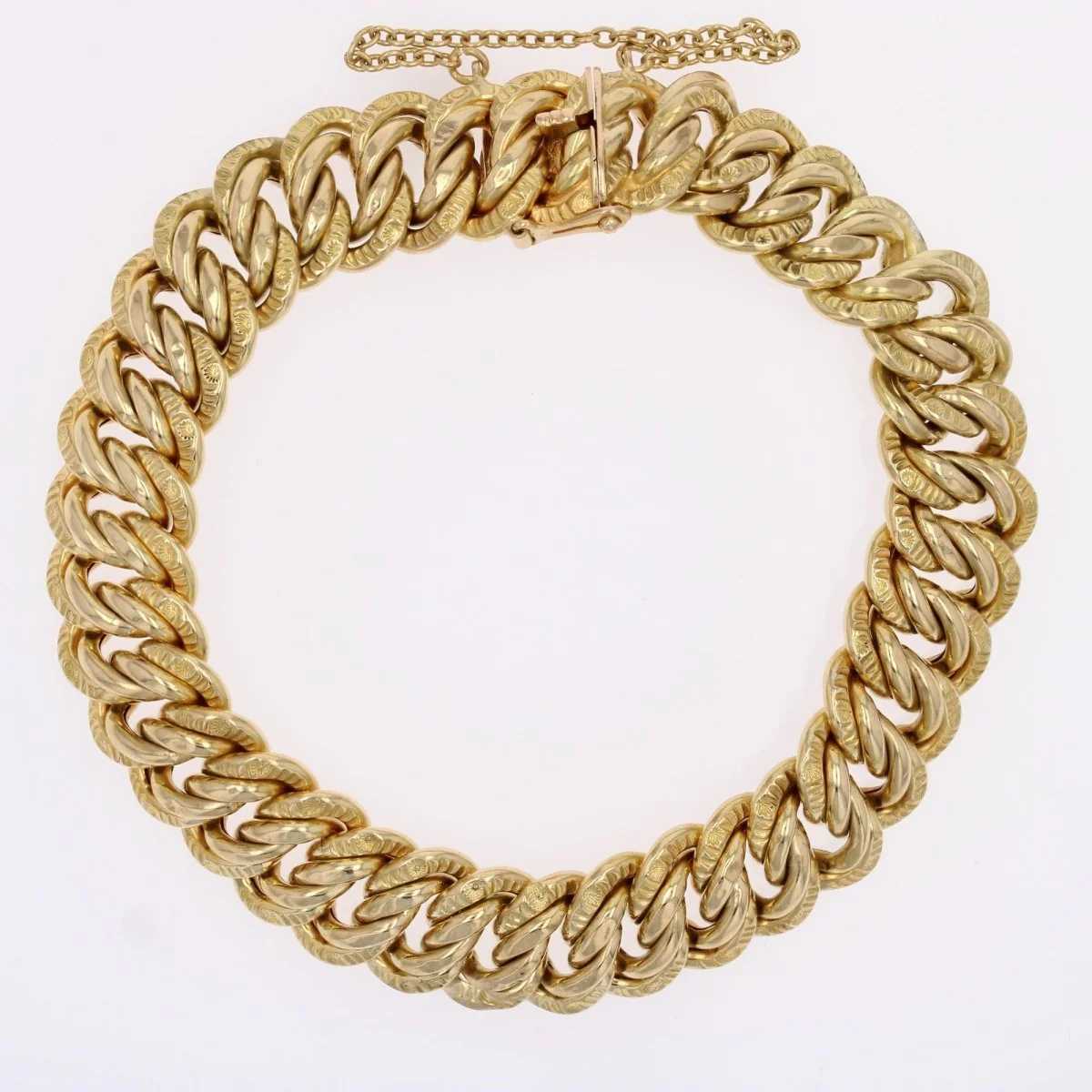 Bracelet gourmette maille ciselée en or jaune - Image 5