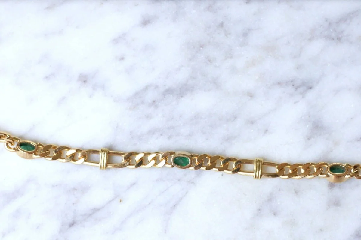 Bracelet gourmette or jaune et émeraudes - Image 9
