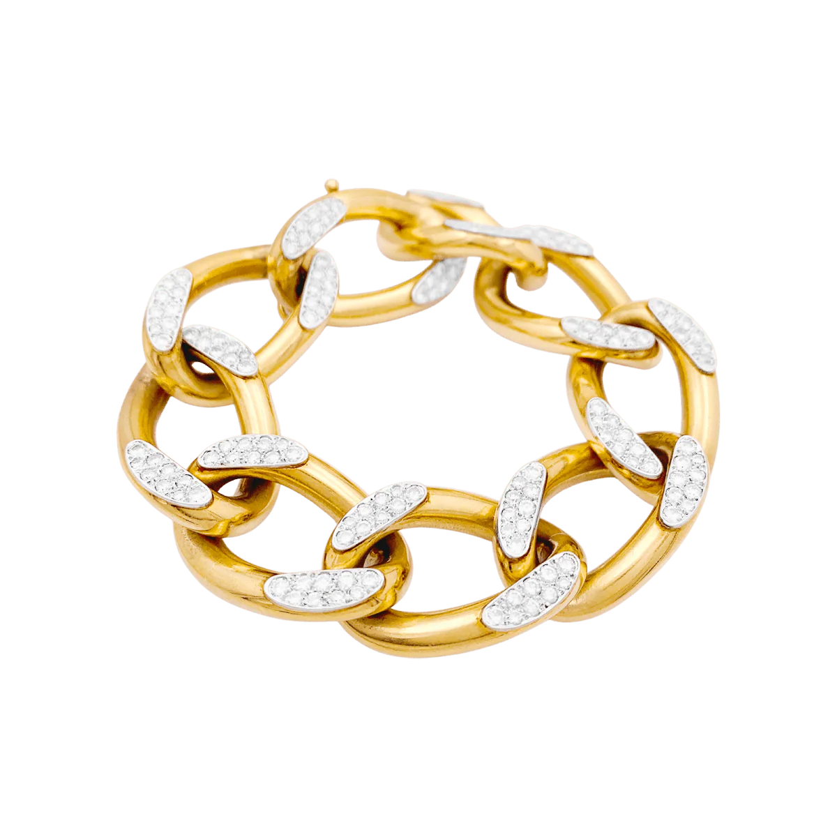 Bracelet Maille en or rose, or blanc et diamants