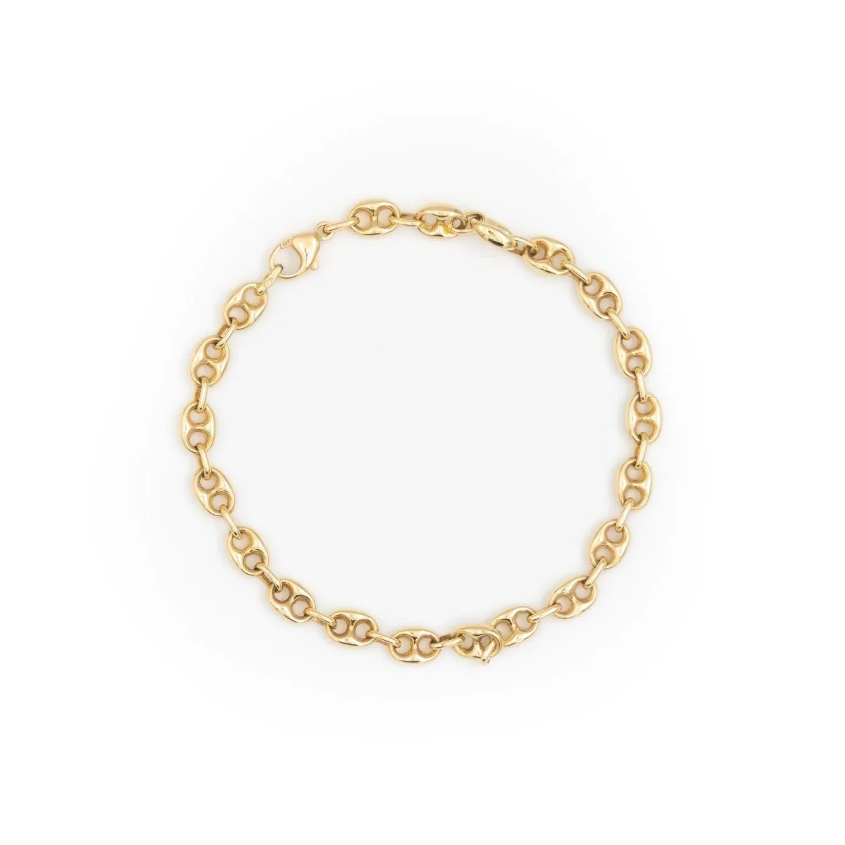 Bracelet Gourmette maille grain de café en or jaune - Image 5