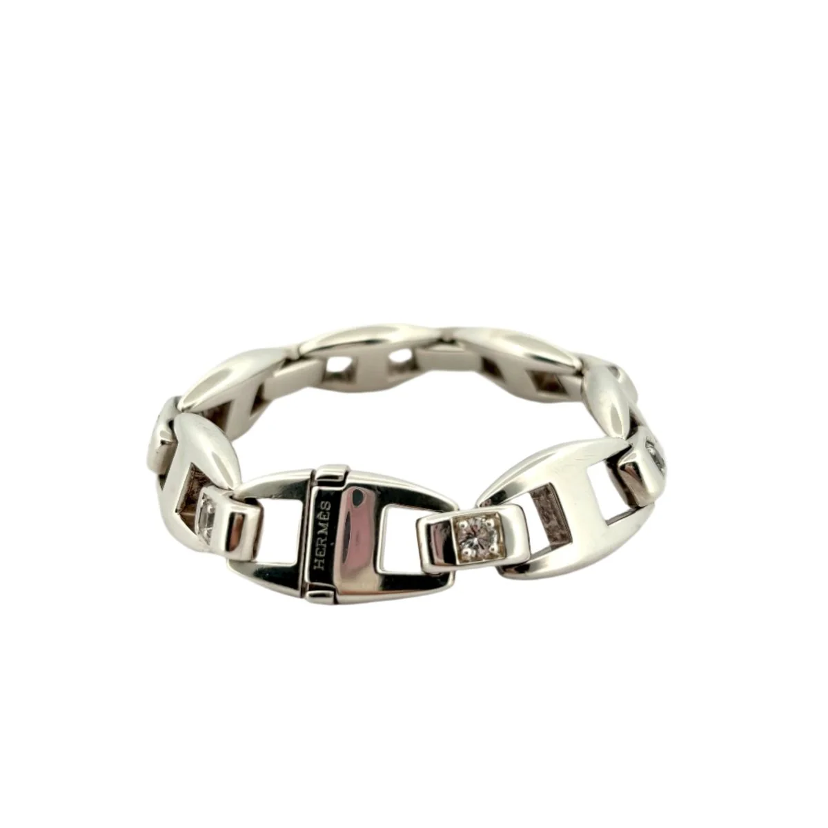 Bracelet Maille HERMÈS "Cassiopée" en argent et saphirs - Image 4