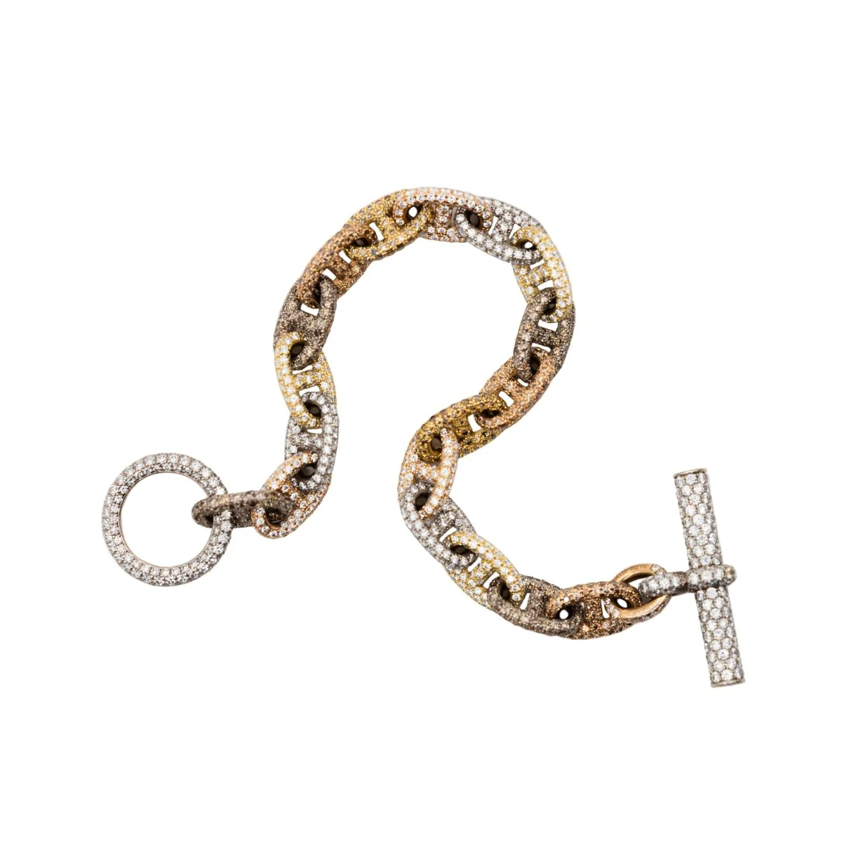 Bracelet Maille marine HERMÈS "Chaîne d'ancre" en or blanc, or jaune, or rose et diamants - Image 4