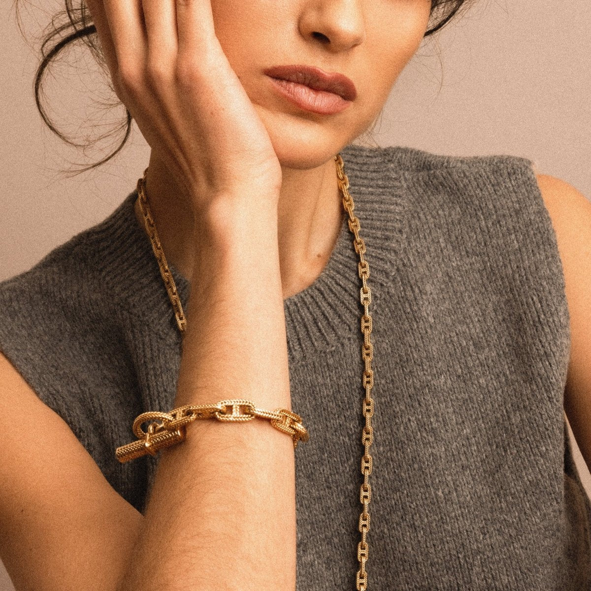 Bracelet Maille HERMÈS par GEORGES LENFANT "Chaîne d'ancre" en or jaune - Image 9