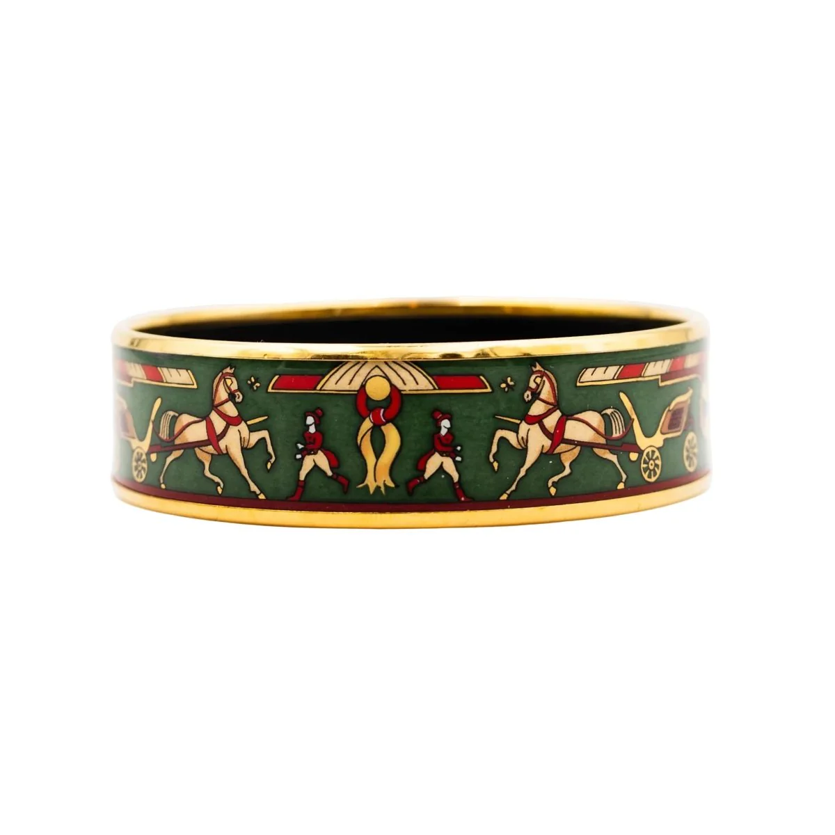 Bracelet Manchette et Boucles d'oreilles Clips HERMÈS en métal doré et émail - Image 6