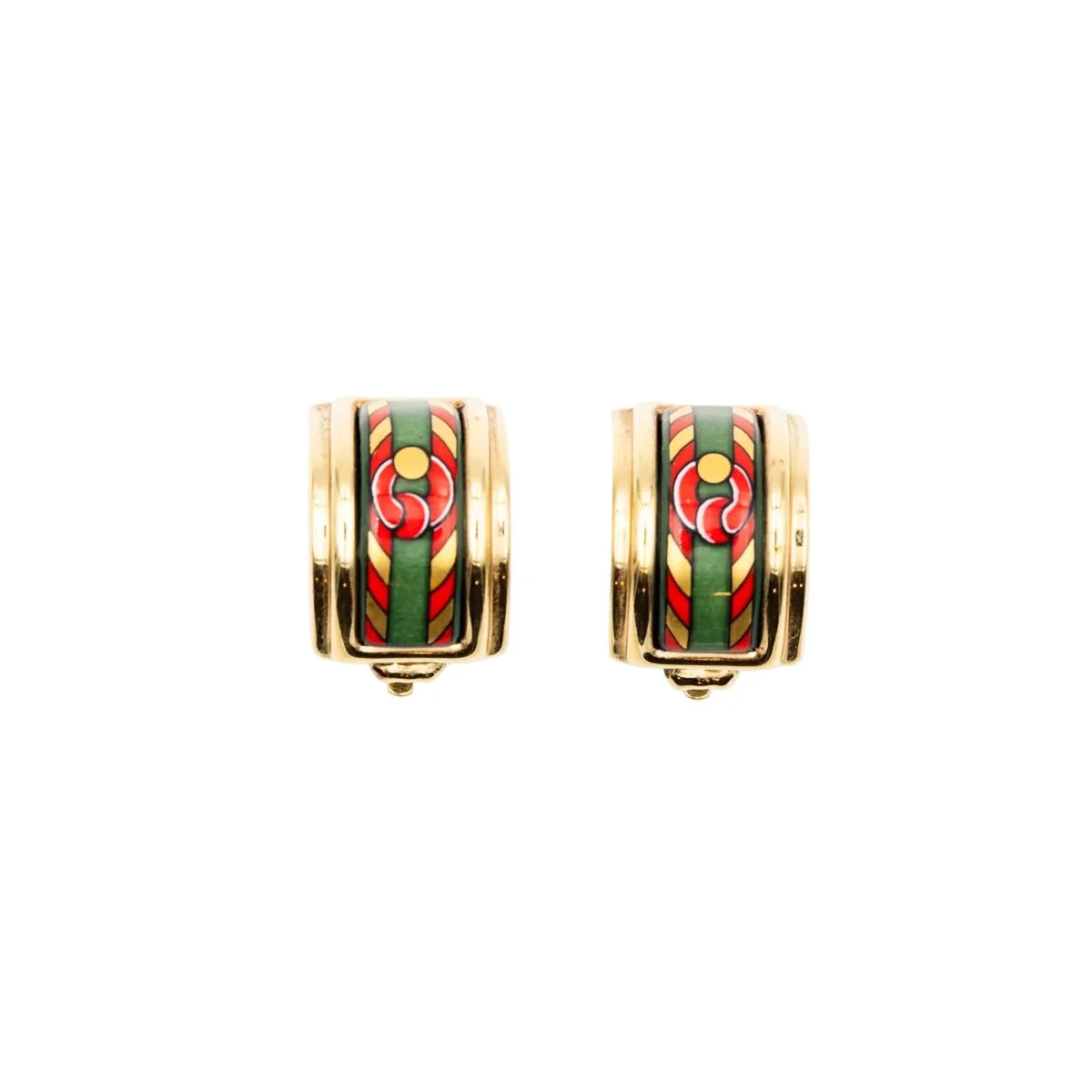 Bracelet Manchette et Boucles d'oreilles Clips HERMÈS en métal doré et émail - Image 8