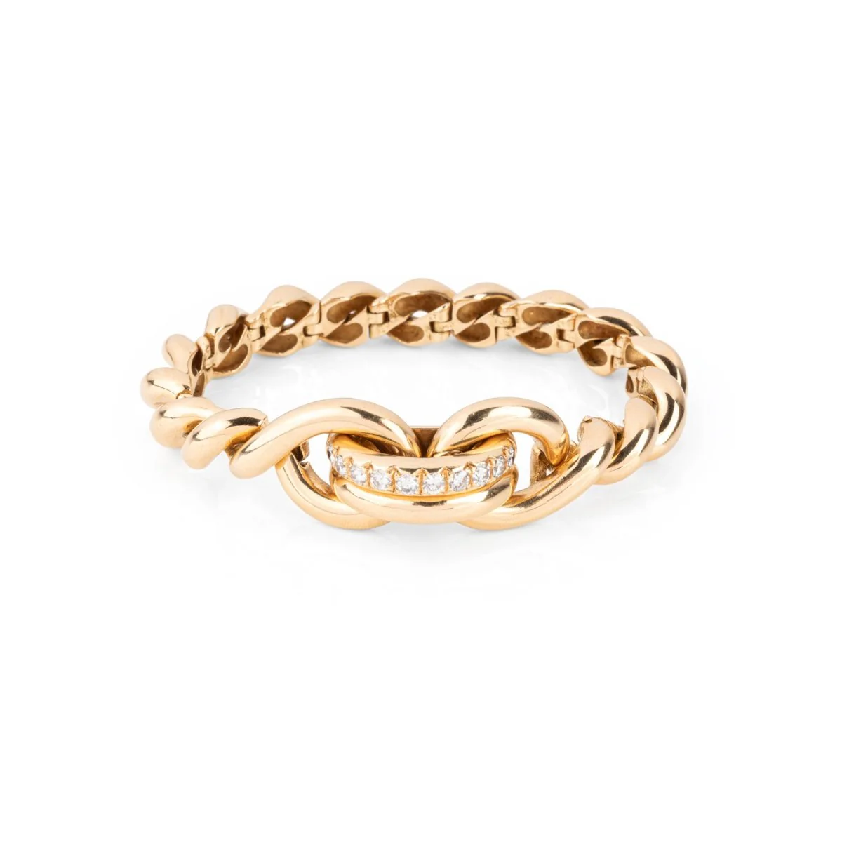 Bracelet HERMÈS en or jaune torsadé et diamants