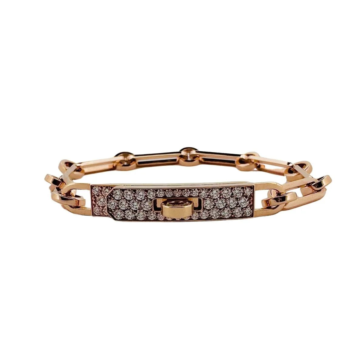 Bracelet Gourmette HERMÈS "Kelly" en or rose et diamants