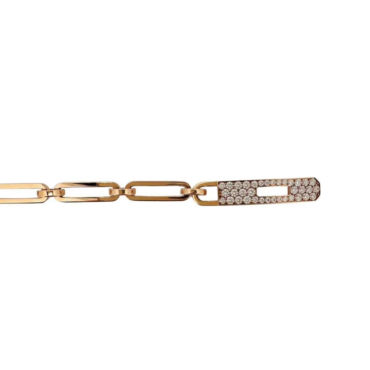 Bracelet Gourmette HERMÈS "Kelly" en or rose et diamants - Image 4