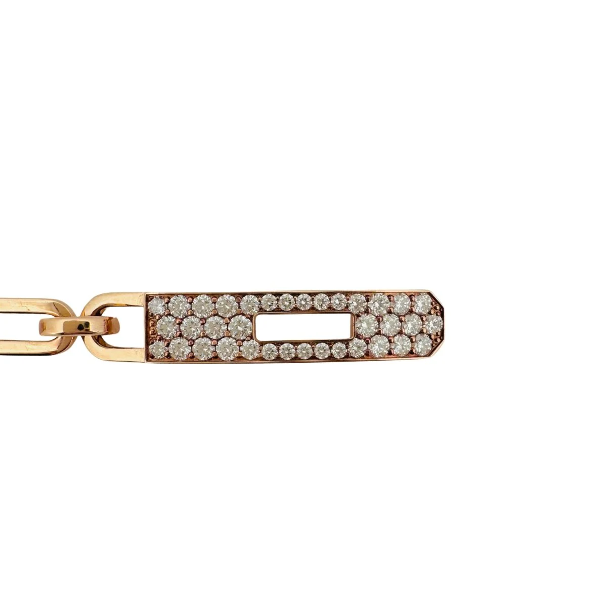 Bracelet Gourmette HERMÈS "Kelly" en or rose et diamants - Image 5