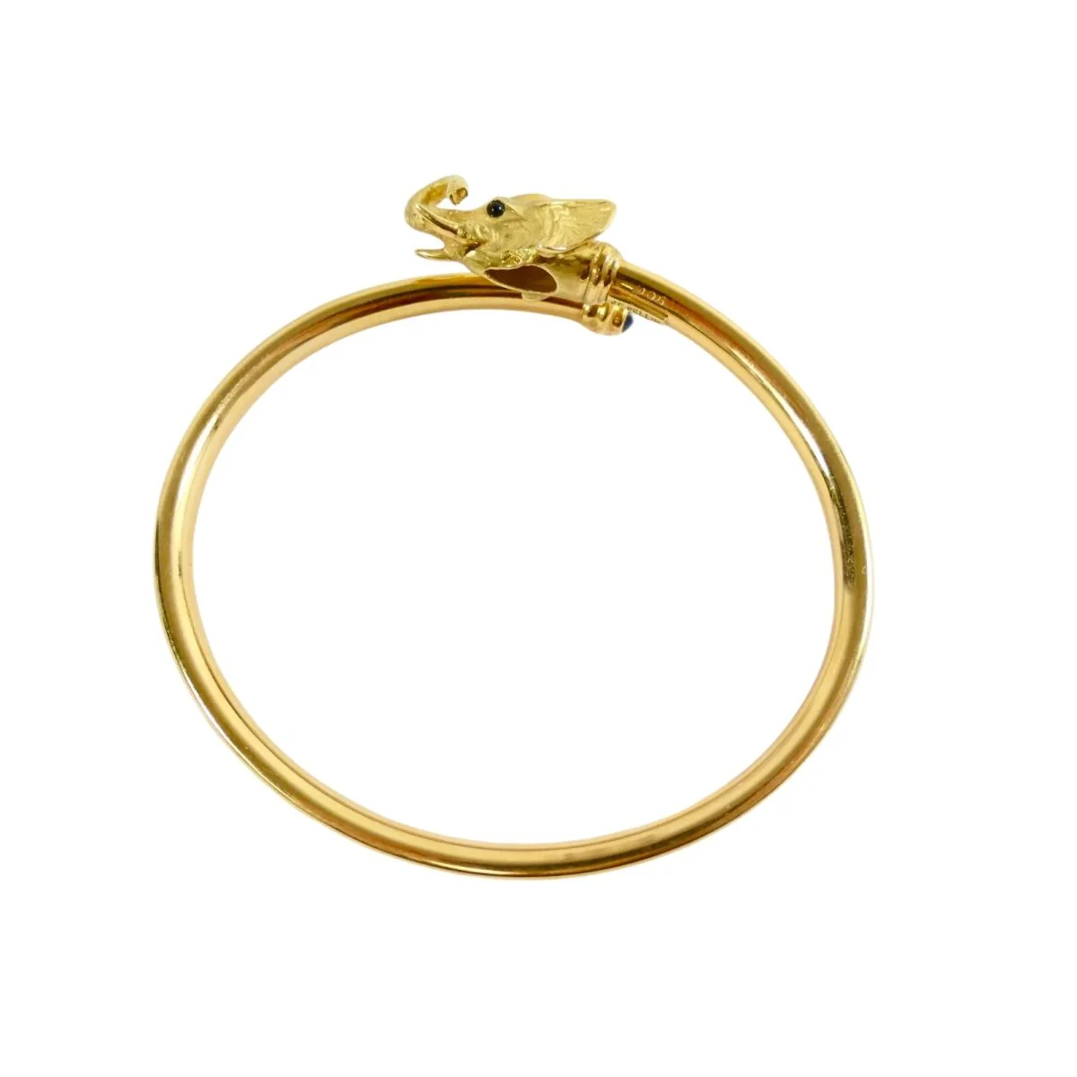 Bracelet Jonc JEAN ET PIERRE BELLIN Éléphant double jonc ouvert en or jaune, saphir, onyx et diamants - Image 7
