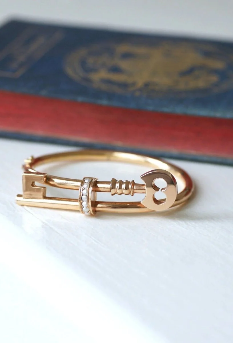 Bracelet jonc clé en or rose