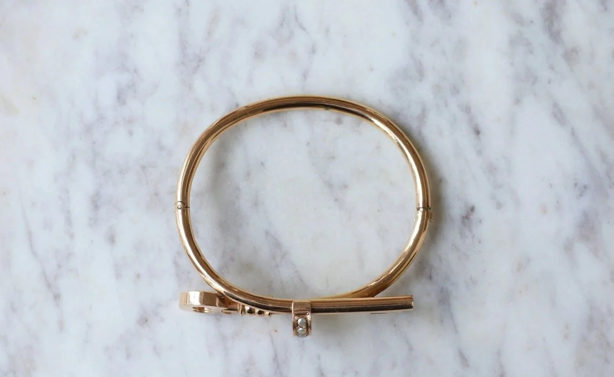 Bracelet jonc clé en or rose - Image 10