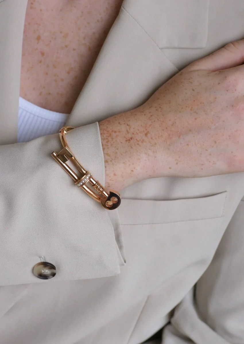 Bracelet jonc clé en or rose - Image 2
