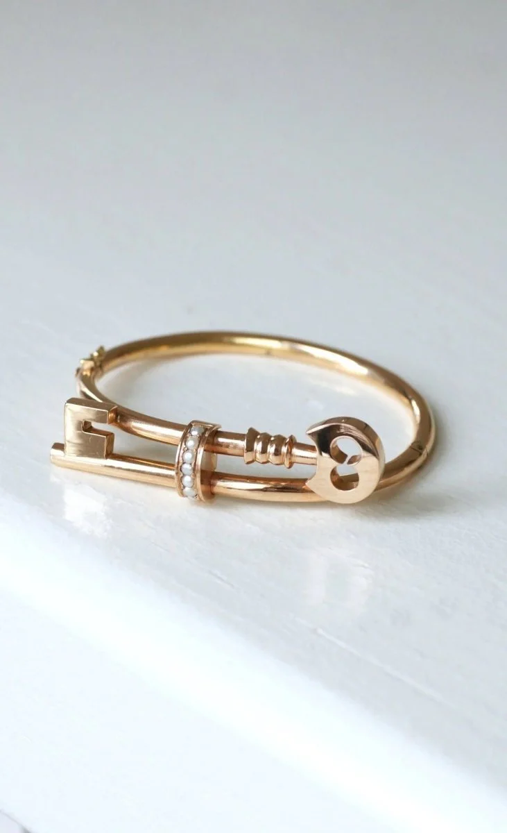 Bracelet jonc clé en or rose - Image 3