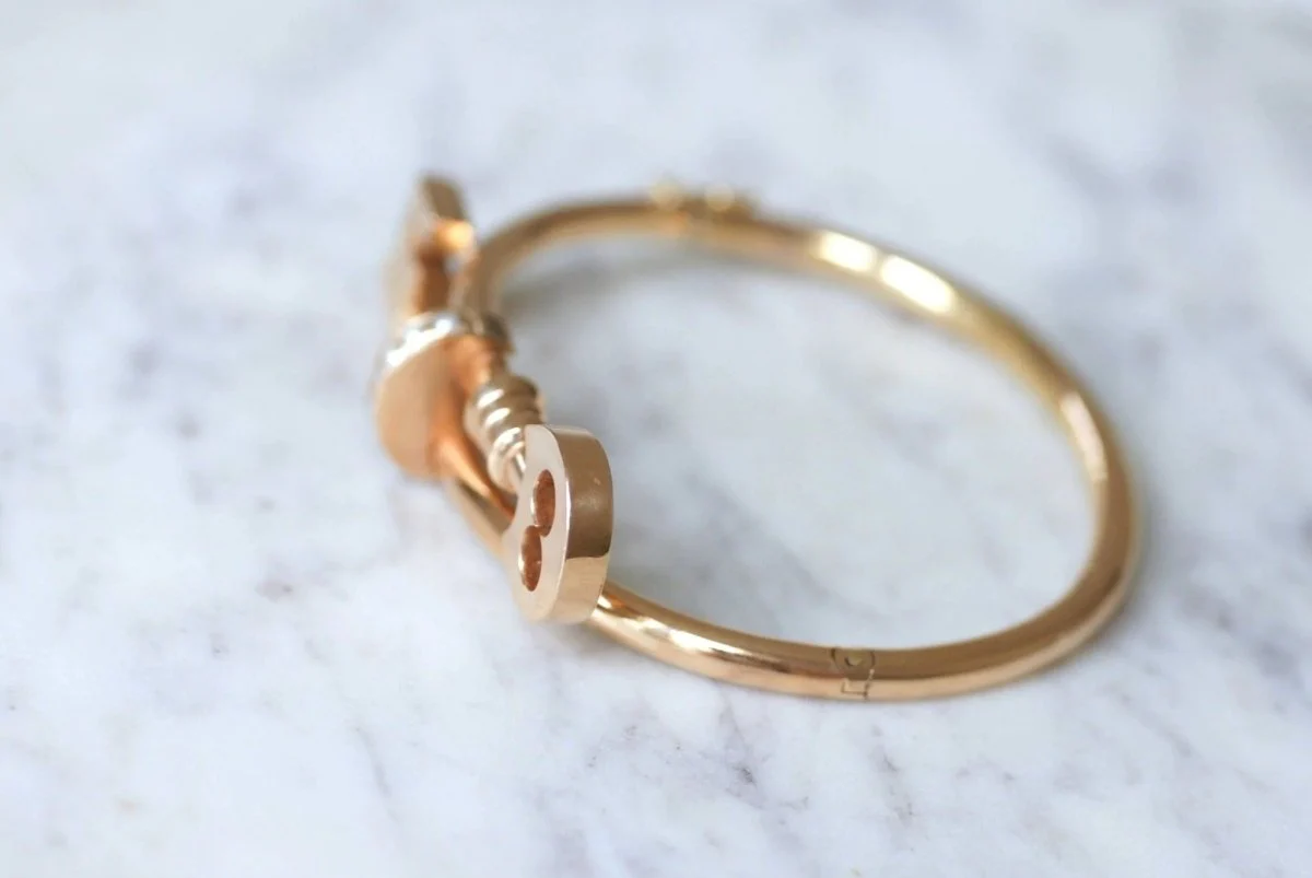 Bracelet jonc clé en or rose - Image 5