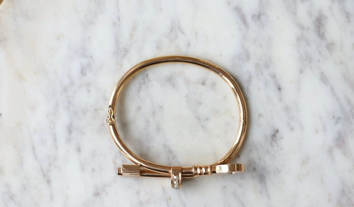 Bracelet jonc clé en or rose - Image 8