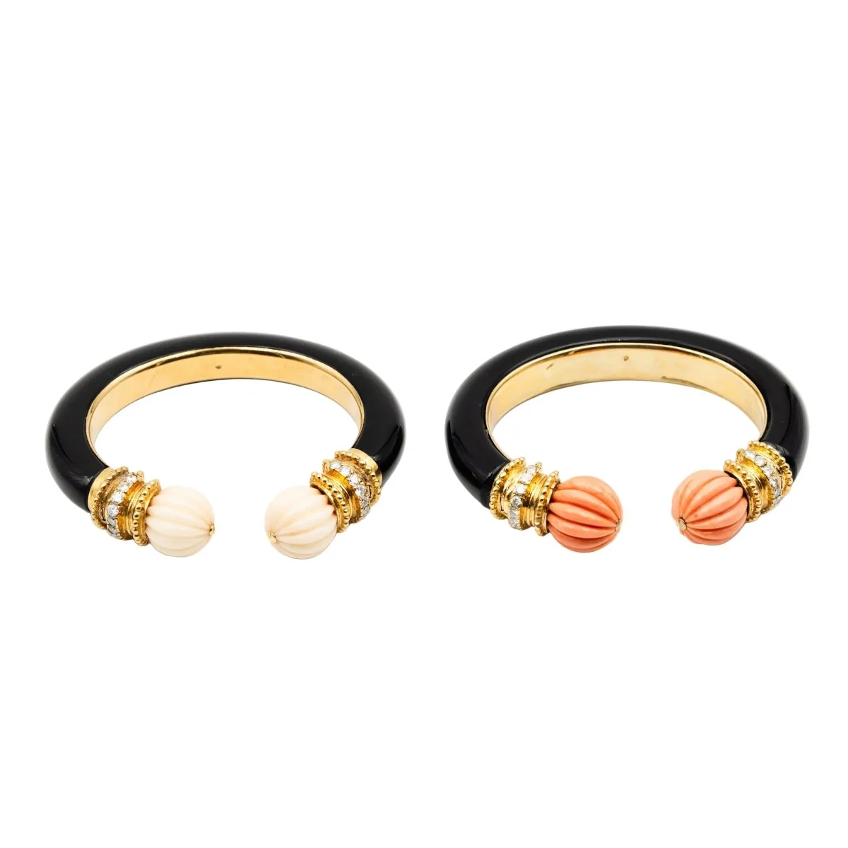 Bracelet Jonc BOUCHERON en or jaune, corail, onyx et diamants - Image 5