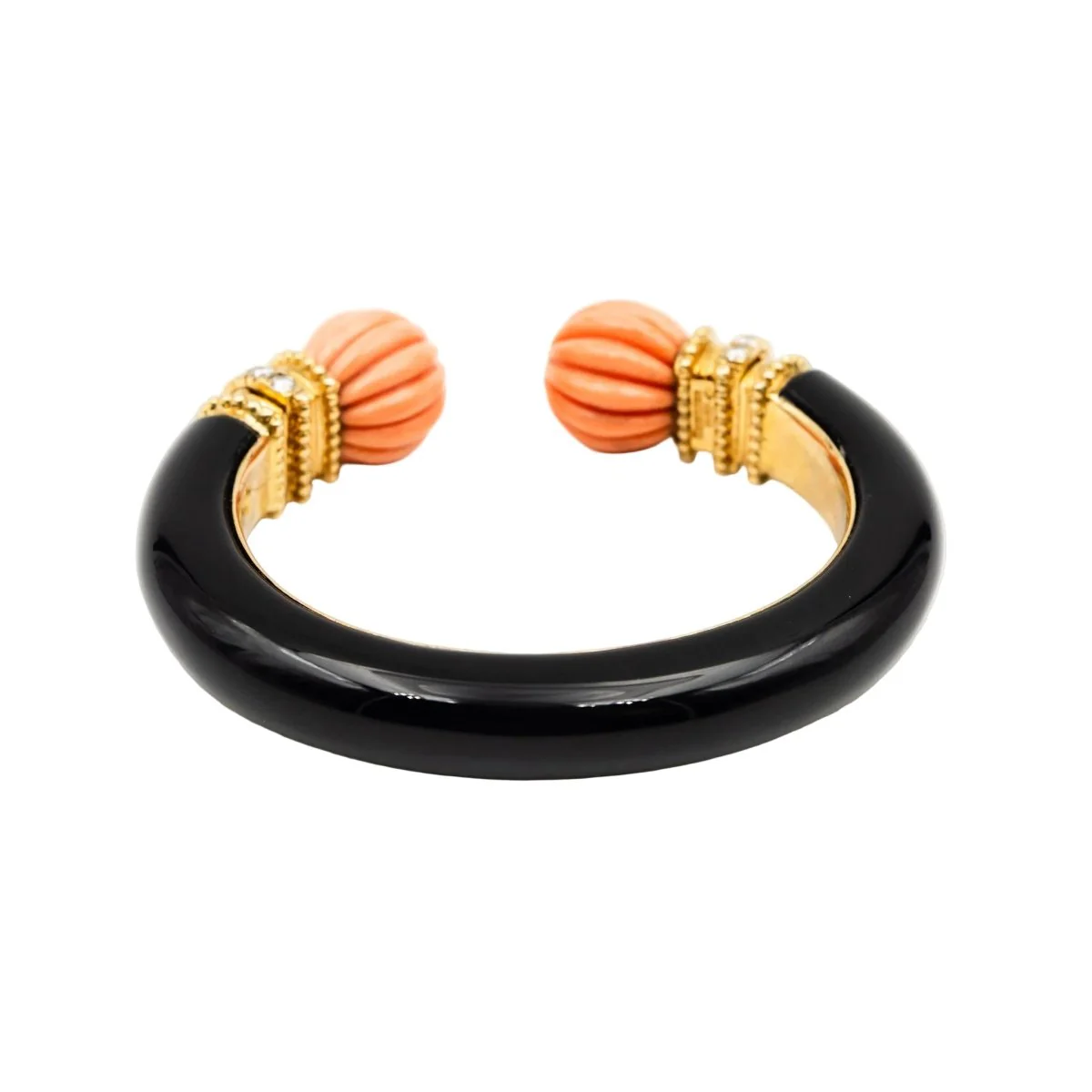 Bracelet Jonc BOUCHERON en or jaune, corail, onyx et diamants - Image 5