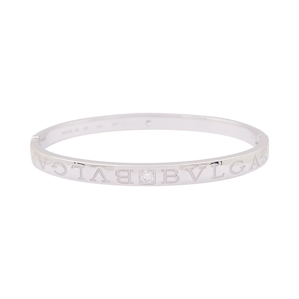 Bracelet Jonc BULGARI "Bulgari Bulgari" en or blanc et diamants