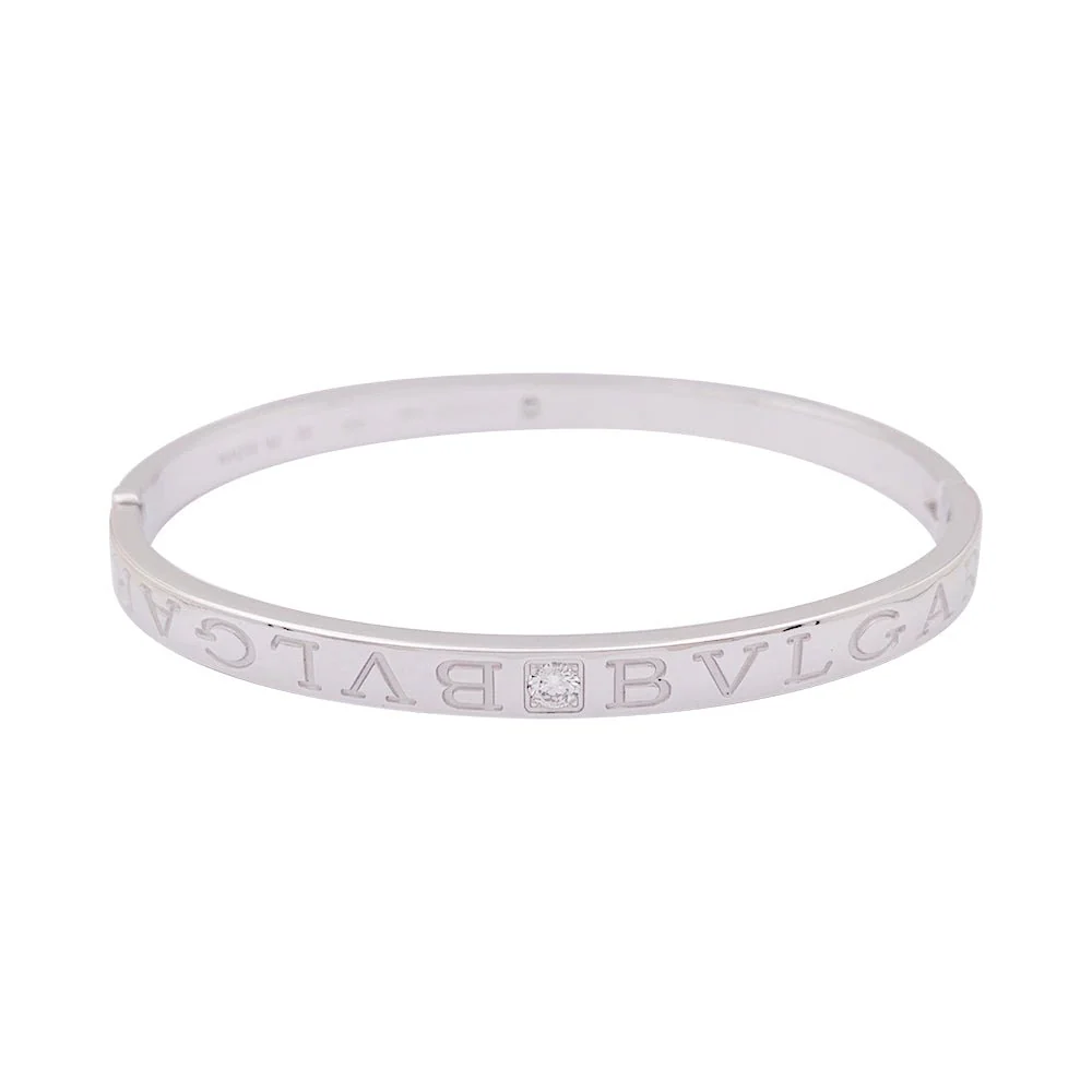 Bracelet Jonc BULGARI "Bulgari Bulgari" en or blanc et diamants - Image 3