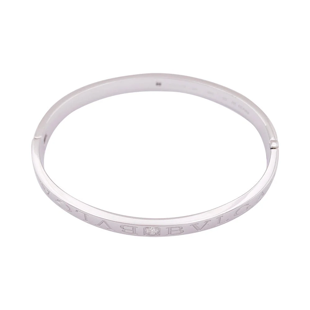 Bracelet Jonc BULGARI "Bulgari Bulgari" en or blanc et diamants - Image 4