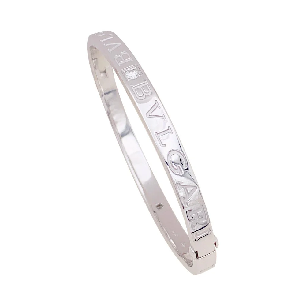 Bracelet Jonc BULGARI "Bulgari Bulgari" en or blanc et diamants - Image 6