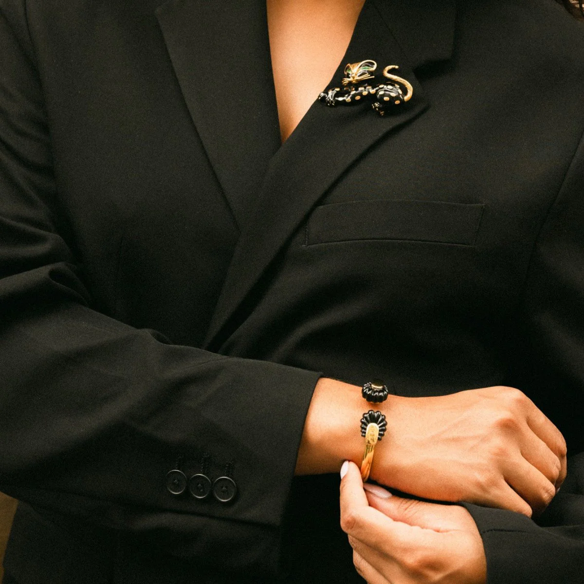 Bracelet Jonc CARTIER par ALDO CIPULLO en or jaune et onyx - Image 6