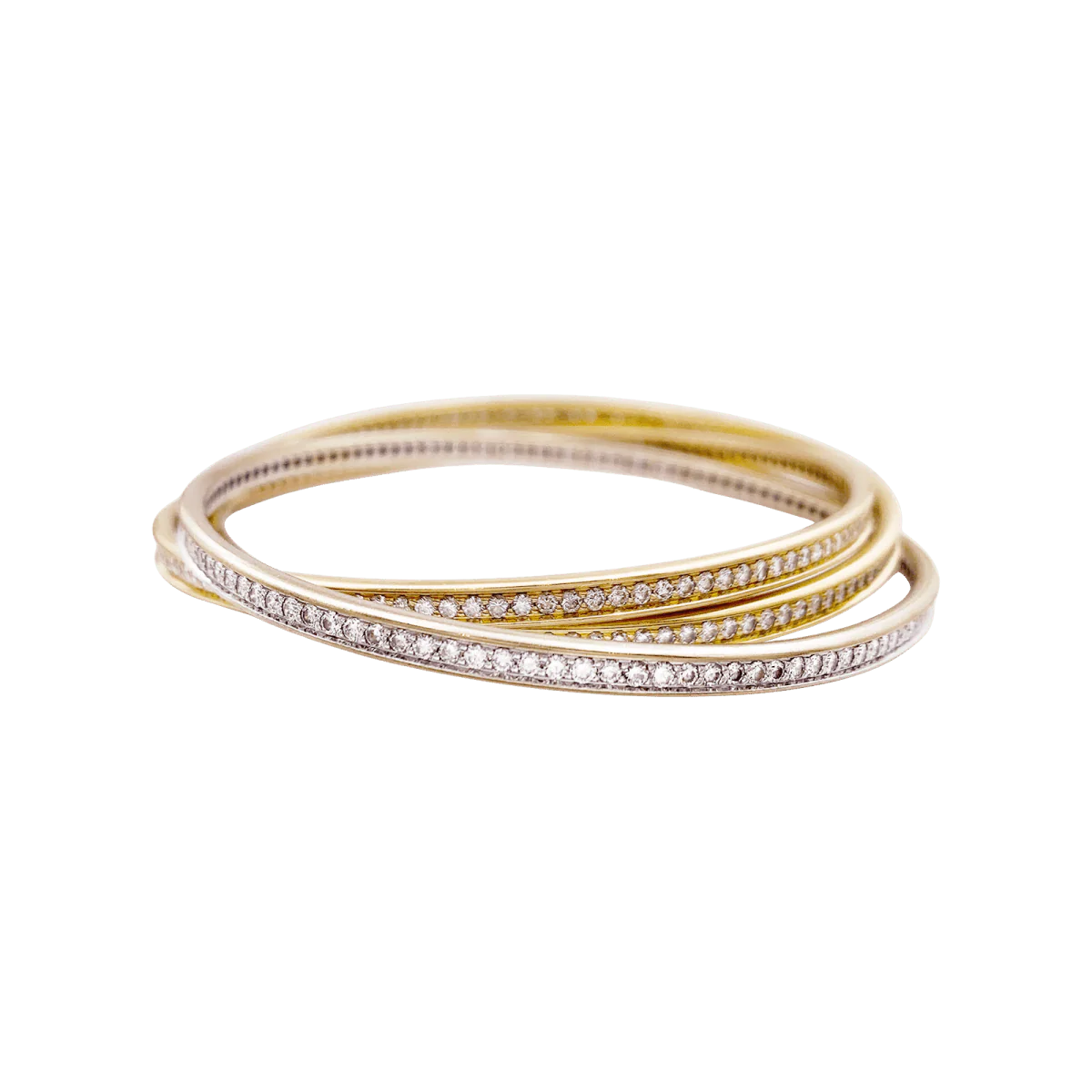 Bracelet Jonc CARTIER "Trinity" en or jaune, or blanc, or rose et diamants