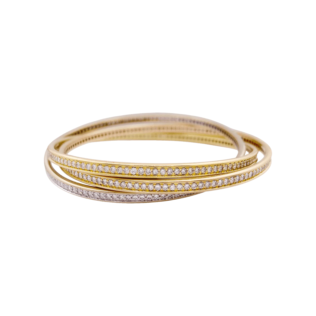Bracelet Jonc CARTIER "Trinity" en or jaune, or blanc, or rose et diamants - Image 3