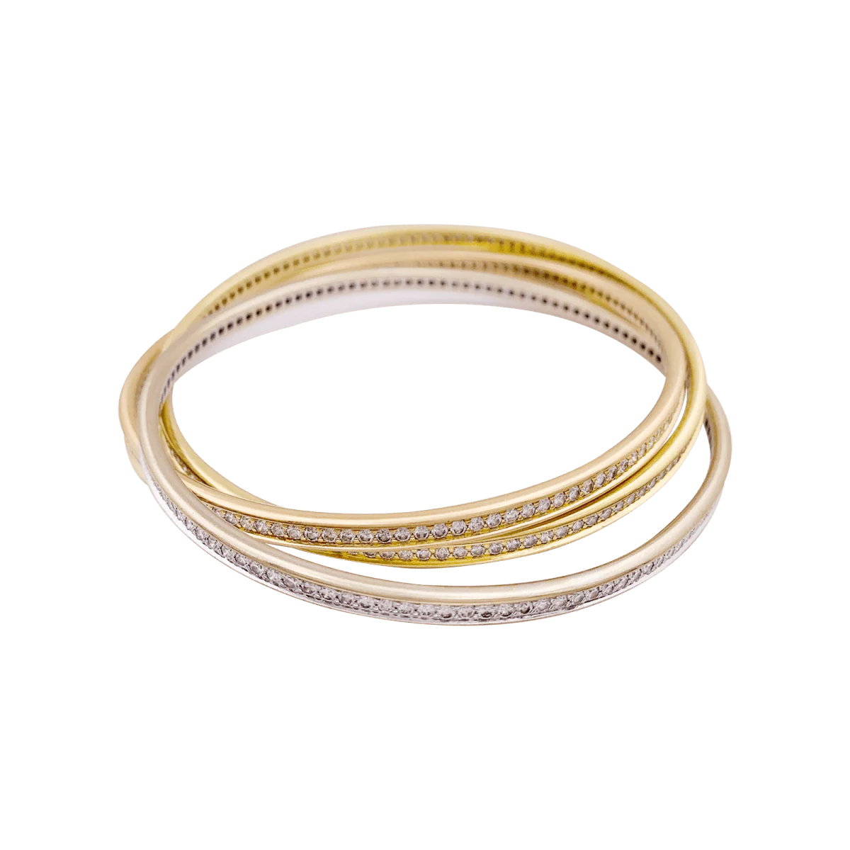 Bracelet Jonc CARTIER "Trinity" en or jaune, or blanc, or rose et diamants - Image 4