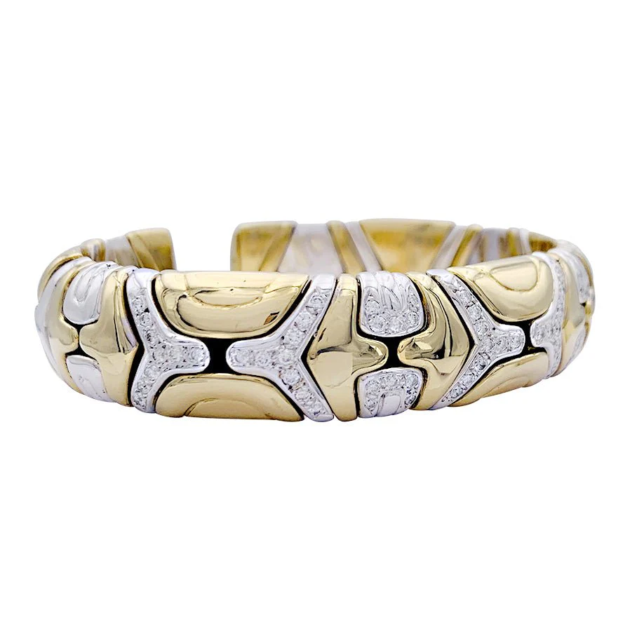 Bracelet jonc deux ors, diamants. - Image 7