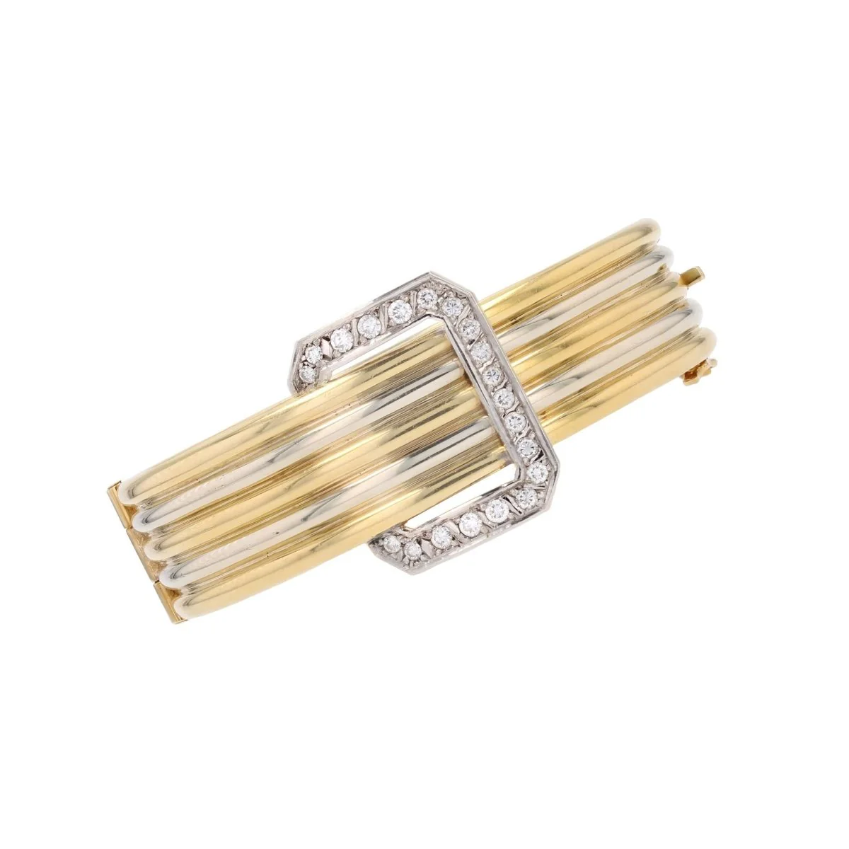 Bracelet Jonc en or jaune, or blanc et diamants