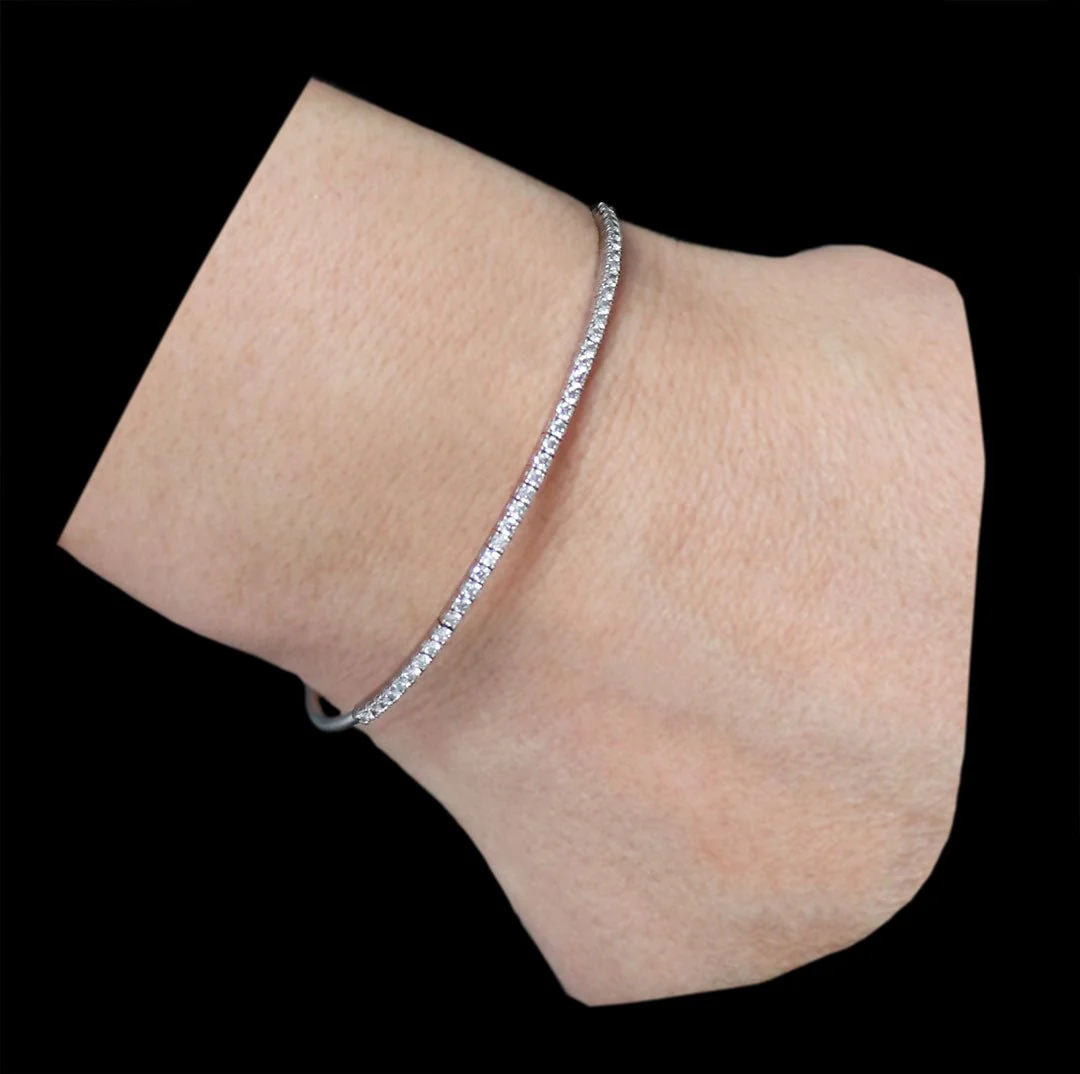 Bracelet Jonc en or blanc et diamants - Image 2