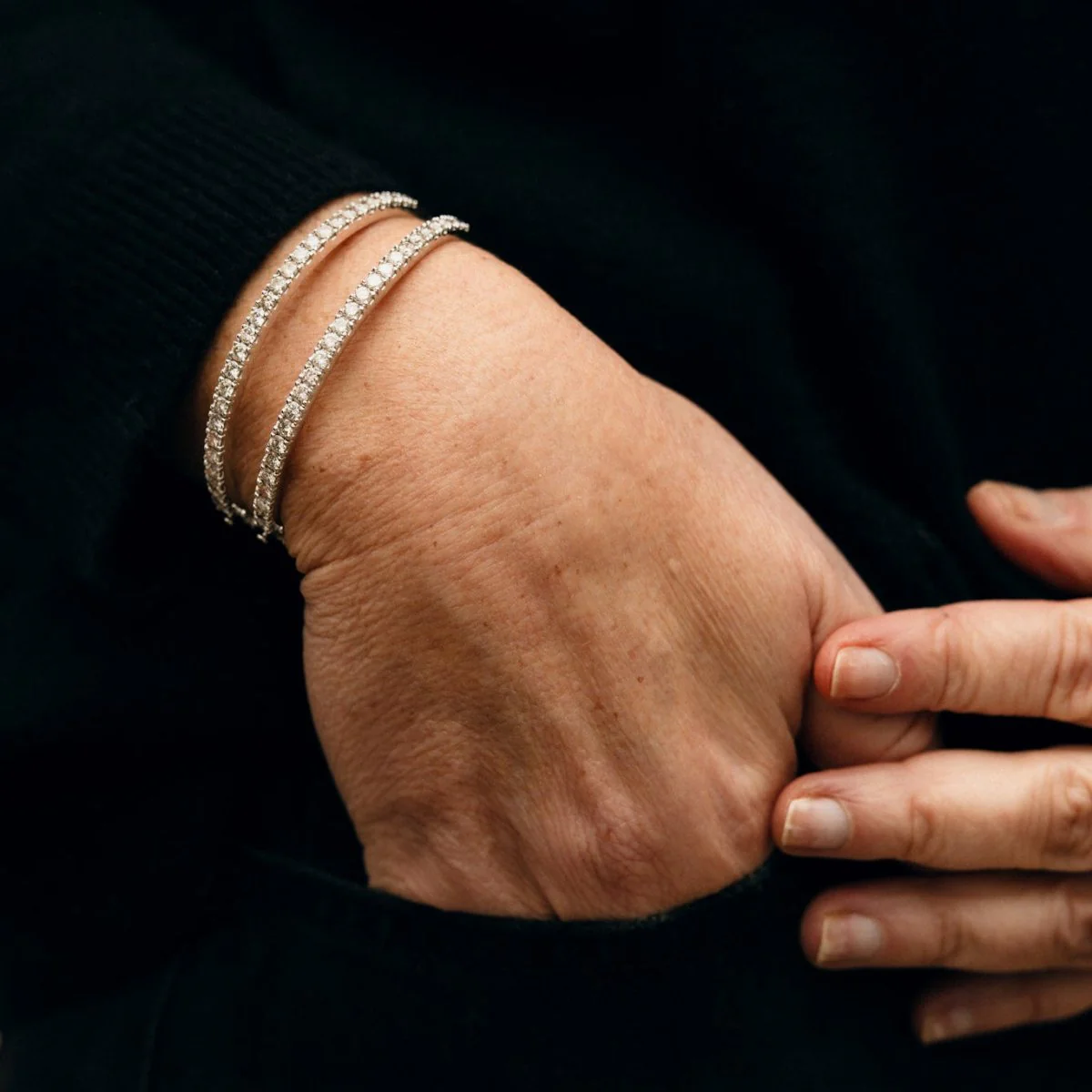 Bracelet Jonc en or blanc et diamants - Image 2