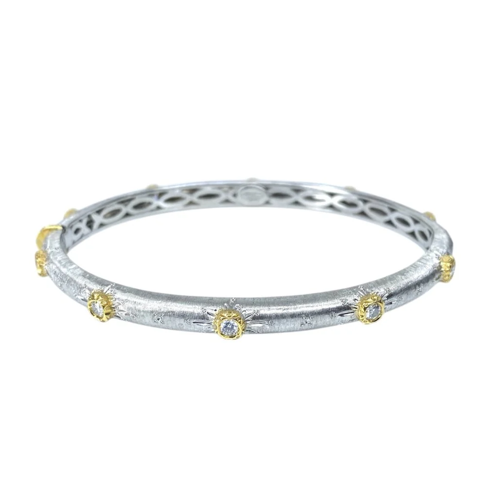 Bracelet Jonc en or blanc, or jaune et diamants