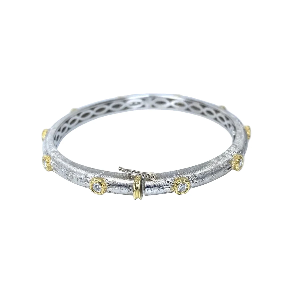 Bracelet Jonc en or blanc, or jaune et diamants - Image 3