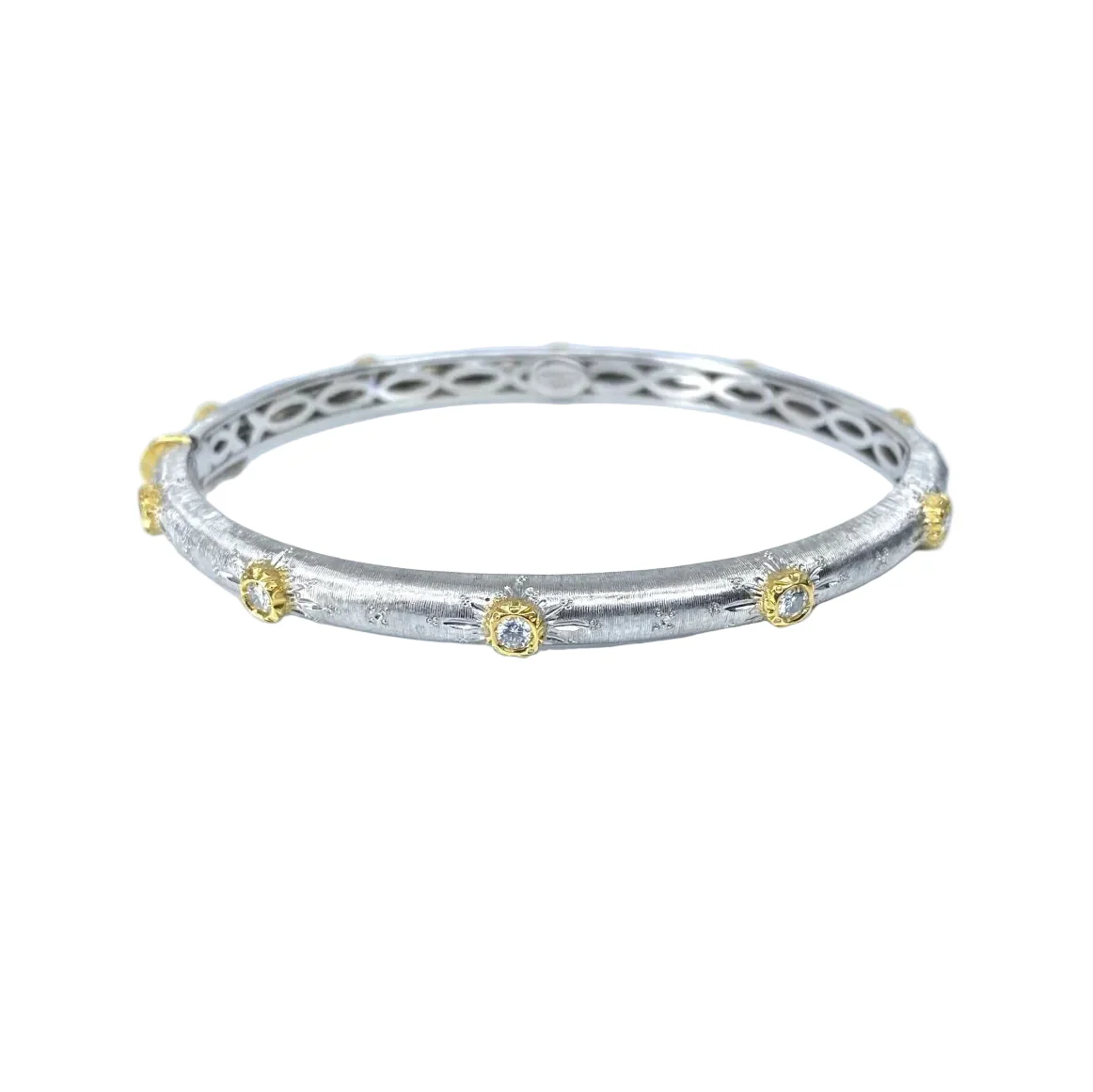 Bracelet Jonc en or blanc, or jaune et diamants - Image 4