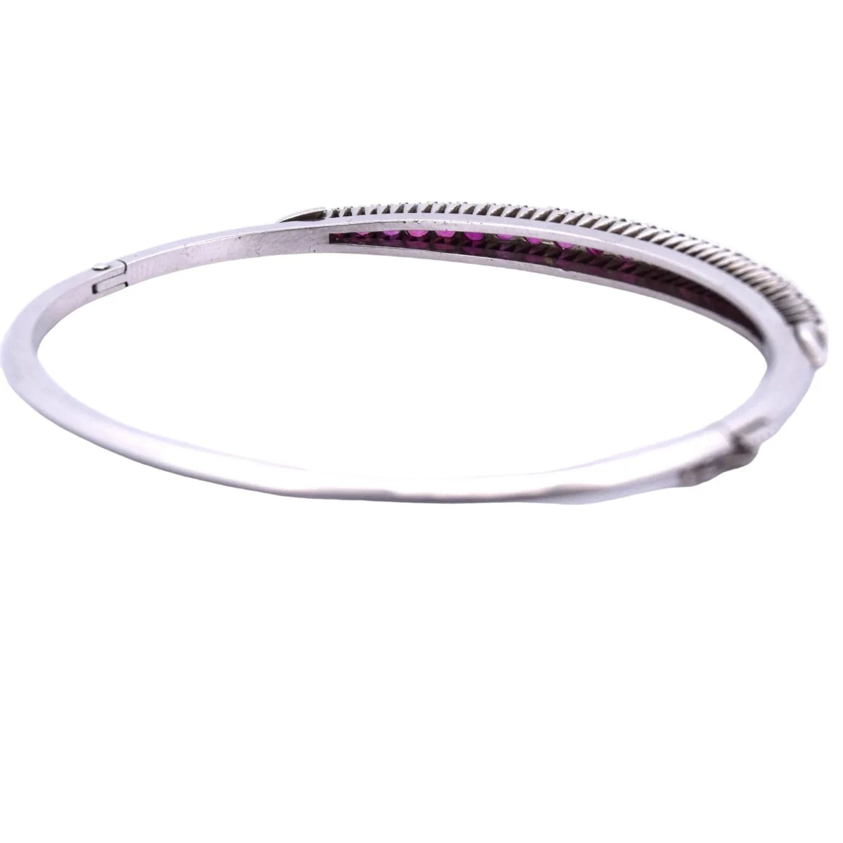 Bracelet Jonc en or blanc et rubis - Image 3