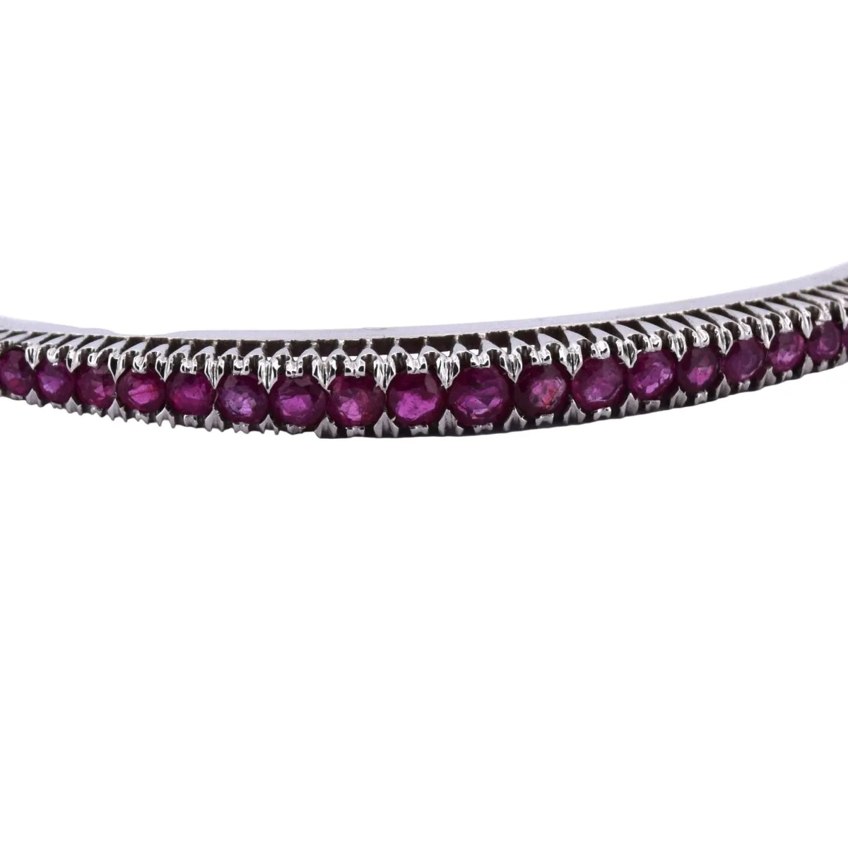 Bracelet Jonc en or blanc et rubis - Image 4