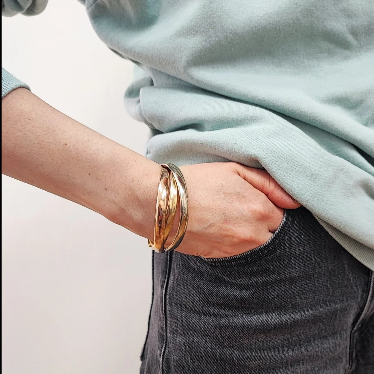 Bracelet Jonc en or blanc, or jaune et or rose - Image 2