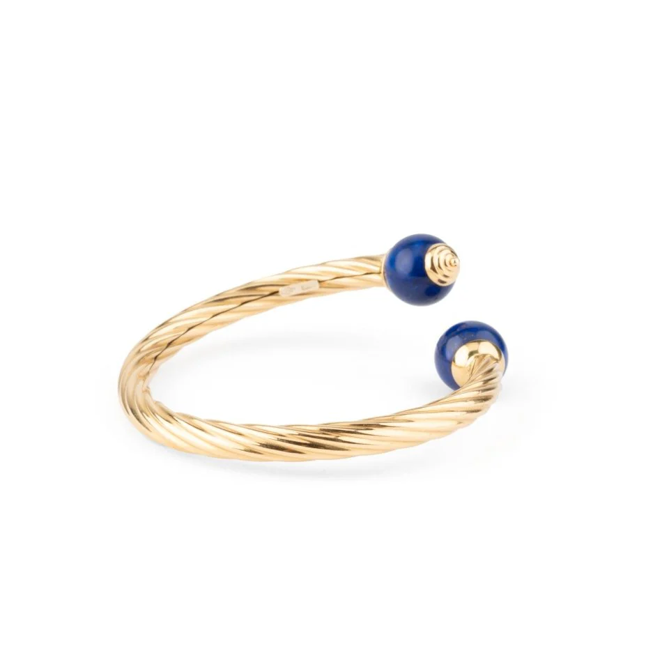 Bracelet Jonc en or jaune et lapis-lazuli - Image 3