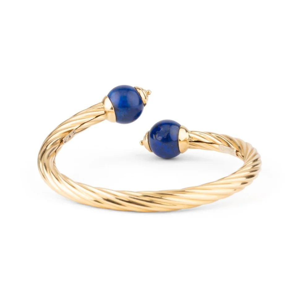 Bracelet Jonc en or jaune et lapis-lazuli - Image 4