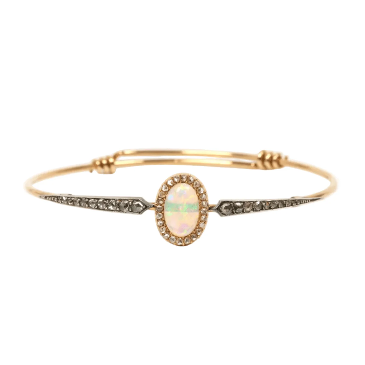 Bracelet Jonc en or jaune, opale et diamants