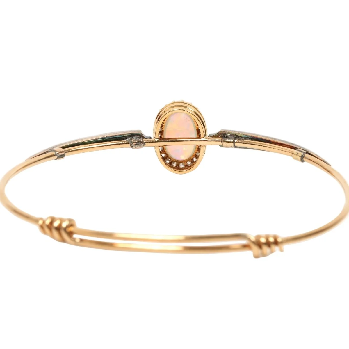 Bracelet Jonc en or jaune, opale et diamants - Image 3