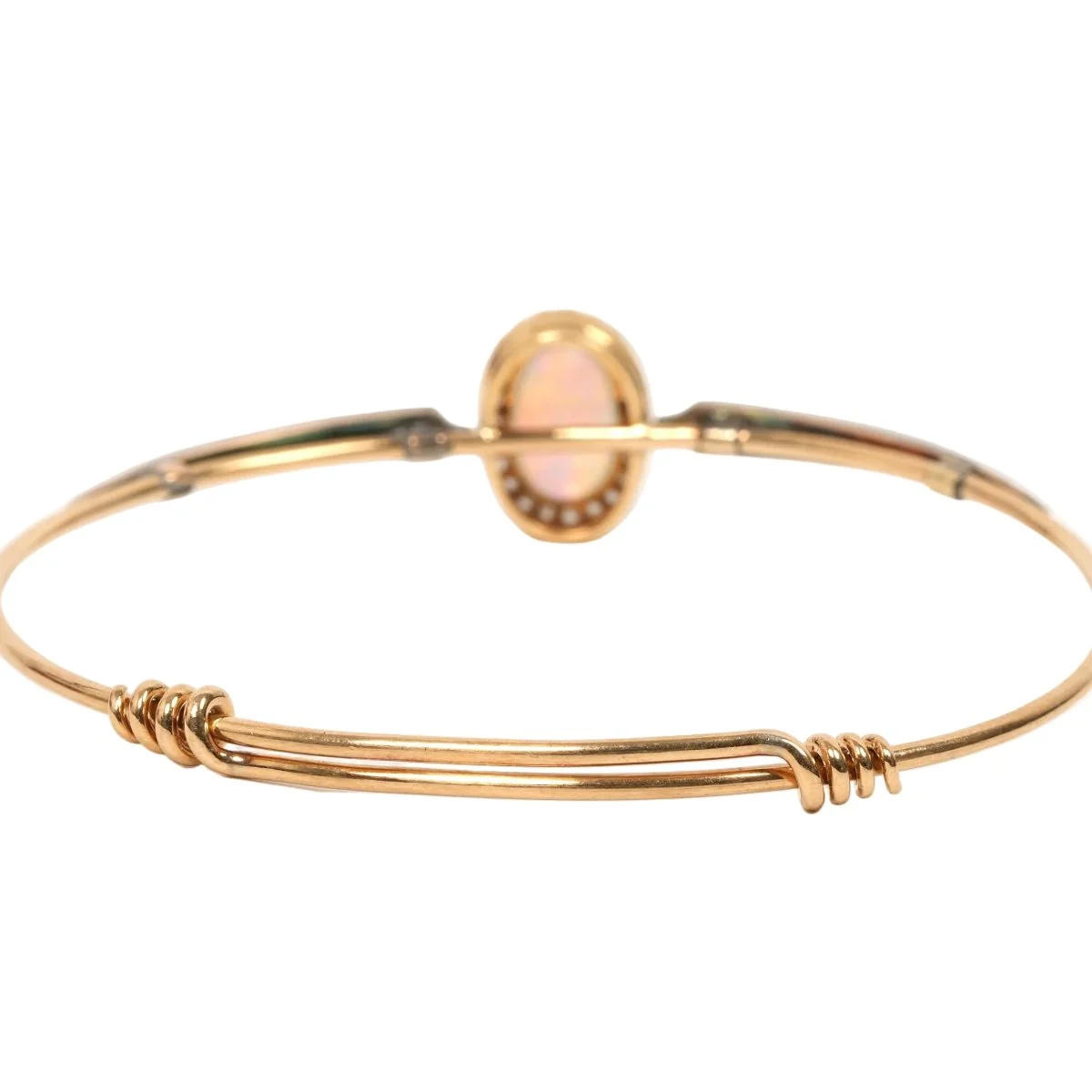 Bracelet Jonc en or jaune, opale et diamants - Image 4
