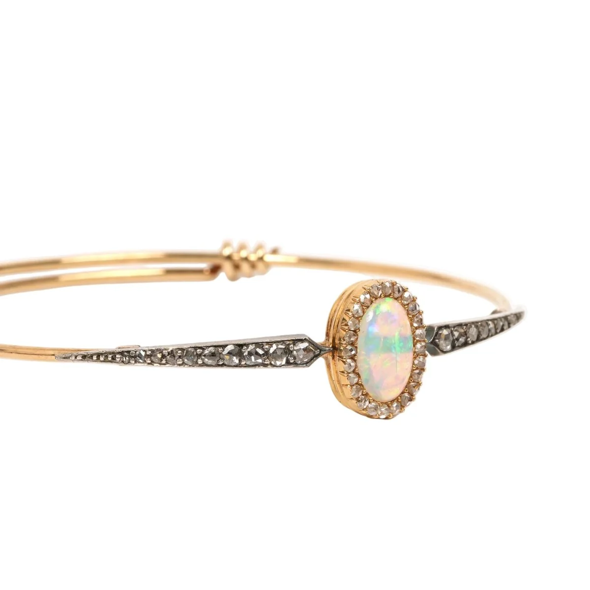 Bracelet Jonc en or jaune, opale et diamants - Image 5
